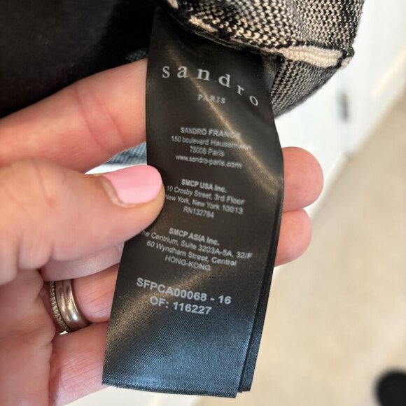 SANDRO Jisou Checked Oversized Plaid Cardigan Tan Gold Black - Picture 6 of 6